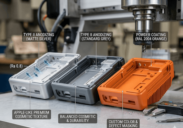 What are surface finishes for CNC aluminum enclosures